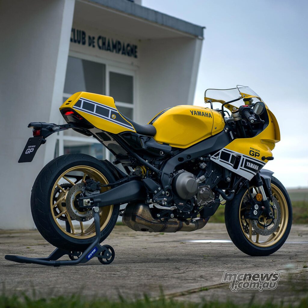 Side profile of the 2026 Yamaha XSR900 GP