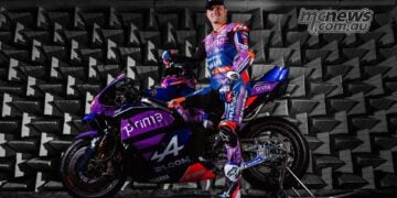 Jack Miller alongside the V4 Yamaha YZR-M1