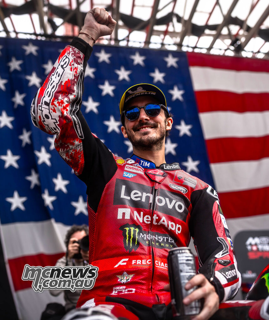 Pecco Bagnaia during the 2026 MotoGP round at COTA.