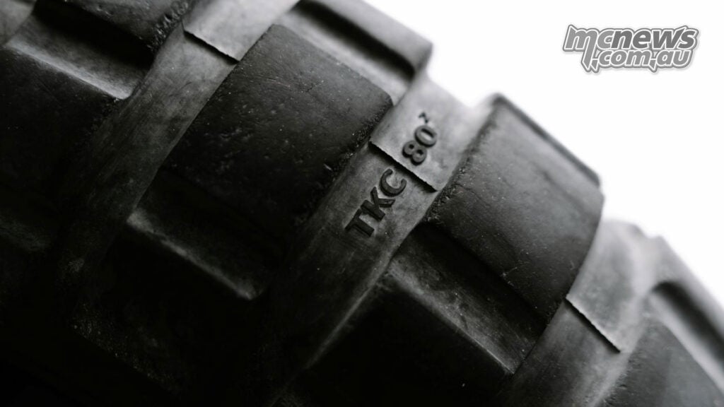 Macro close-up of the Continental TKC 80² tread shoulder and sidewall details.