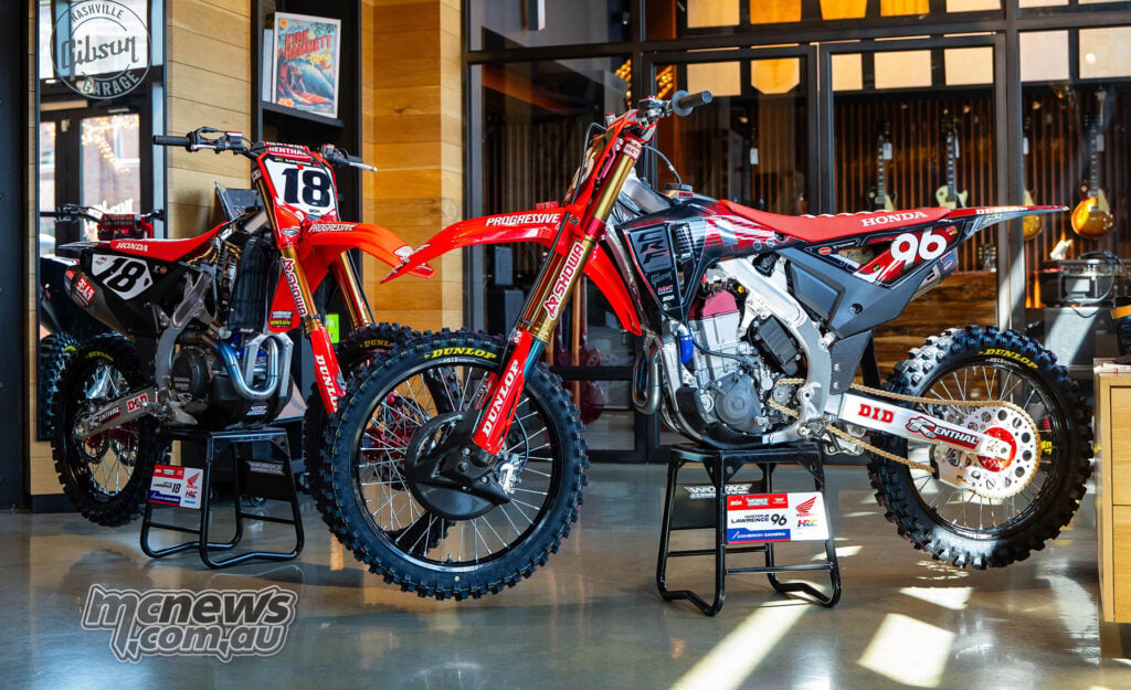 Hunter Lawrence’s Honda CRF450RWE with custom guitar-themed graphics at Nashville.