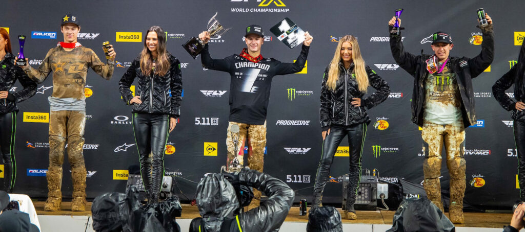 Philadelphia Supercross 250 podium Davies Bennick Hammaker muddy conditions