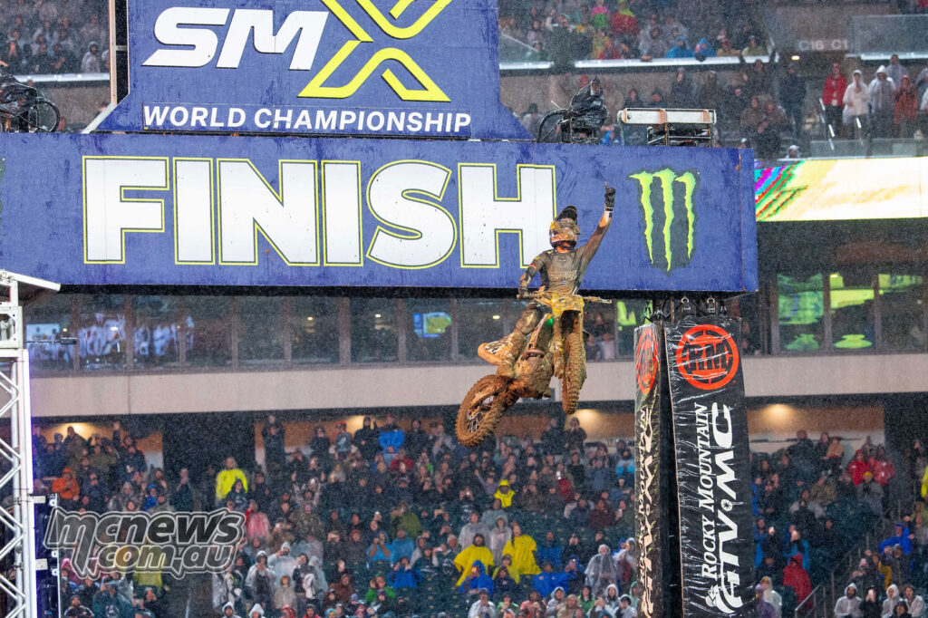 Ken Roczen jumping finish line Philadelphia Supercross 450 win