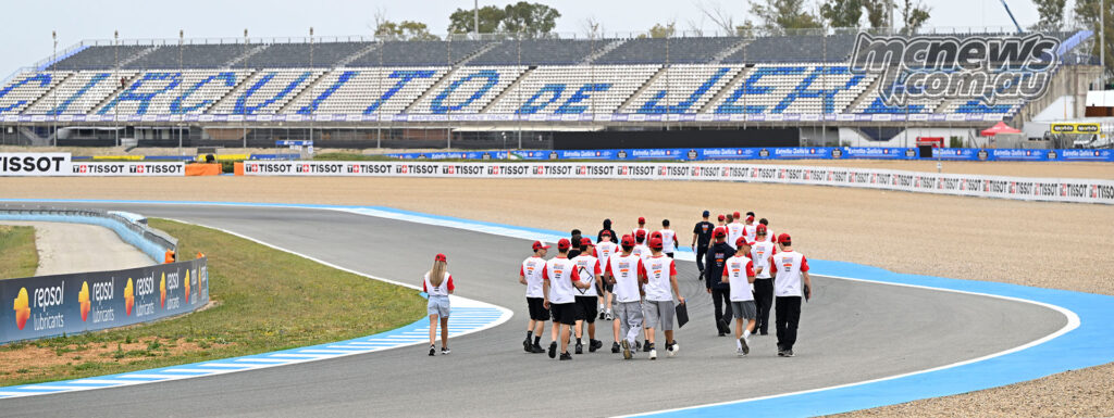 Red Bull Rookies Cup riders walk the Jerez circuit before the opening round.