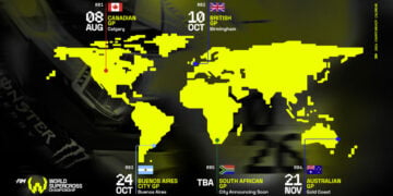 2026 World Supercross Championship provisional calendar showing Calgary, Birmingham, Buenos Aires, Gold Coast and South Africa