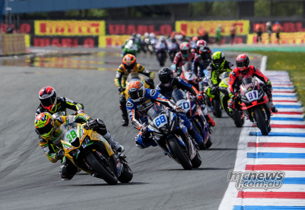 David Salvador rides his Kawasaki during World Sportbike Race 1 at Assen.