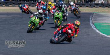 The ASBK Supersport and Next Gen field launches into Race Two at Morgan Park.