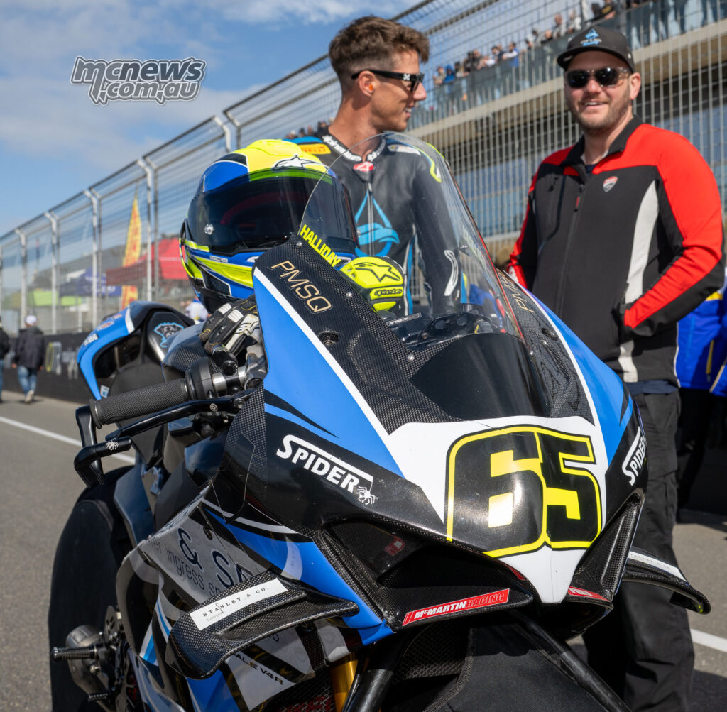 Cru Halliday on the Stop & Seal Racing Ducati before ASBK Superbike Race One