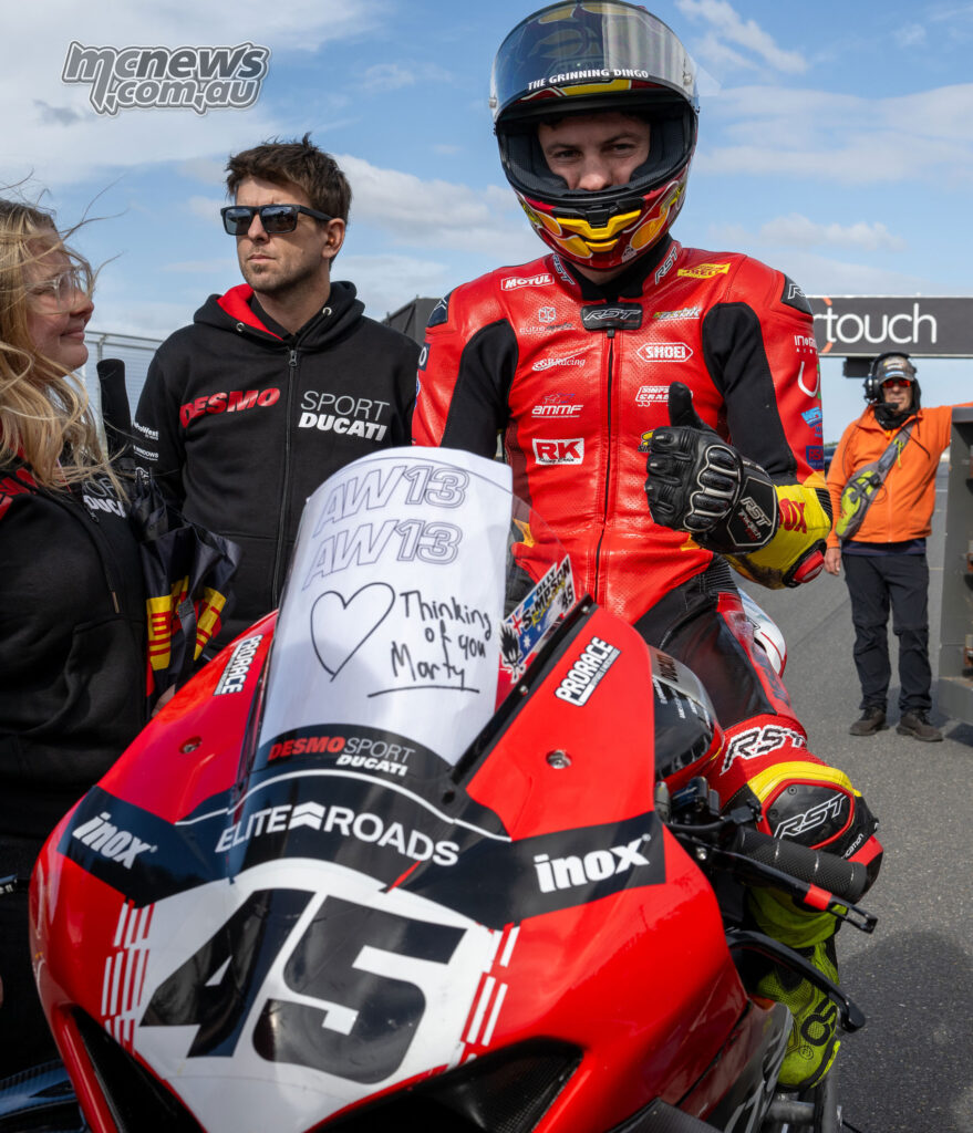 Olly Simpson on the DesmoSport Ducati before his ASBK Superbike debut at The Bend
