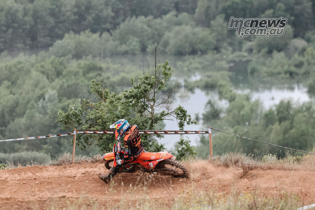 Andrea Verona slides his KTM through a left-hand berm during the EnduroGP of Spain.
