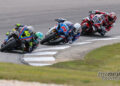 Sean Dylan Kelly rides the OrangeCat Racing BMW ahead of Brandon Paasch and Hayden Gillim at Barber.