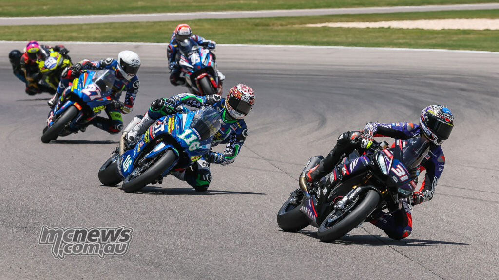 Hank Vossberg leads the MotoAmerica Twins Cup field at Barber Motorsports Park.