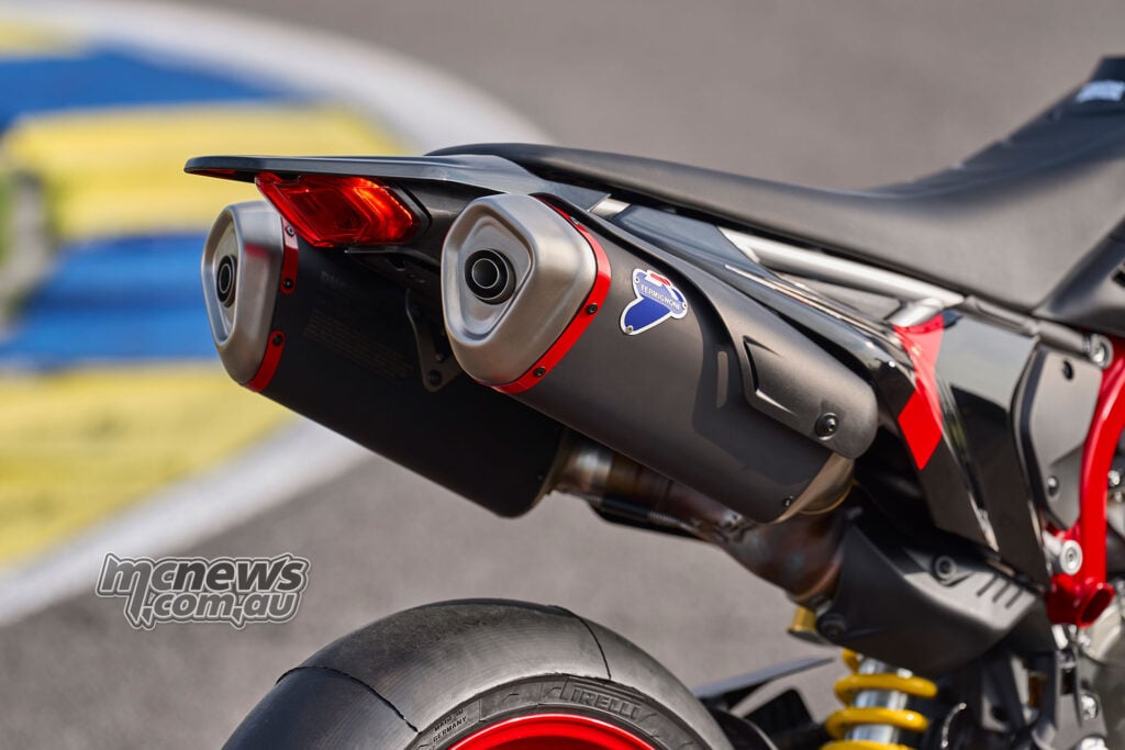 Ducati Hypermotard 698 Mono Nera Termignoni silencers and rear section detail