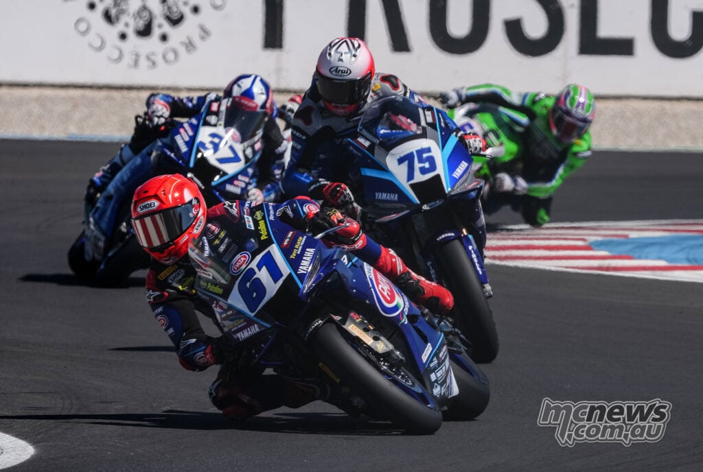 Can Oncu leads Albert Arenas and Roberto Garcia during WorldSSP Race Two at Balaton Park.