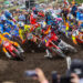 Jett Lawrence leads the 450MX field through the first turn at Thunder Valley.