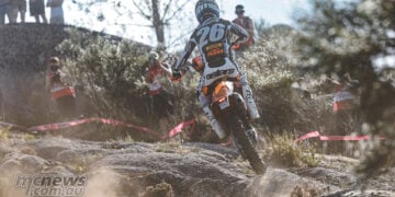 Josep Garcia climbs through a rocky section on his KTM during the 2026 EnduroGP round in Fafe, Portugal.