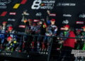 Overall podium ceremony for the 2026 FIM EWC 8 Hours of Spa Motos.