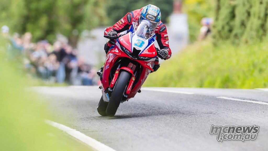 Dean Harrison on the Honda CBR600RR during the 2026 Monster Energy Supersport TT Race Two.