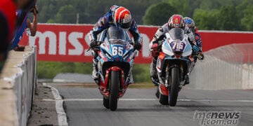 Bodie Paige leading the MotoAmerica Twins Cup field at Road America.