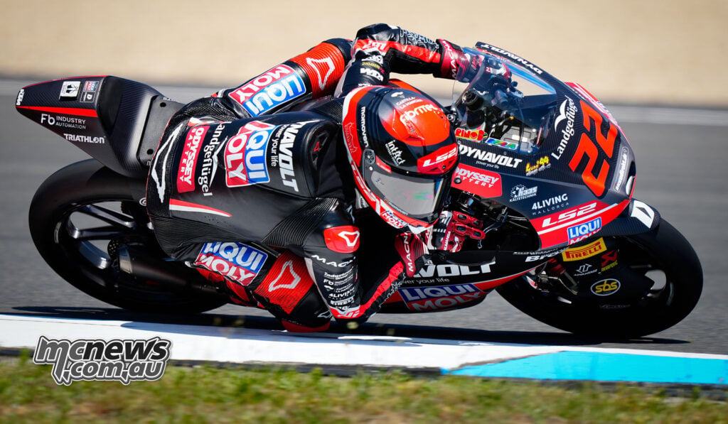 David Almansa rides the Liqui Moly Dynavolt Intact GP KTM during Moto3 qualifying at Brno.