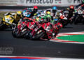 WorldSBK Race 1 field starting at Misano with Ducati riders at the front of the grid.
