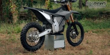 Stark VARG EX electric enduro motorcycle shown in side profile.