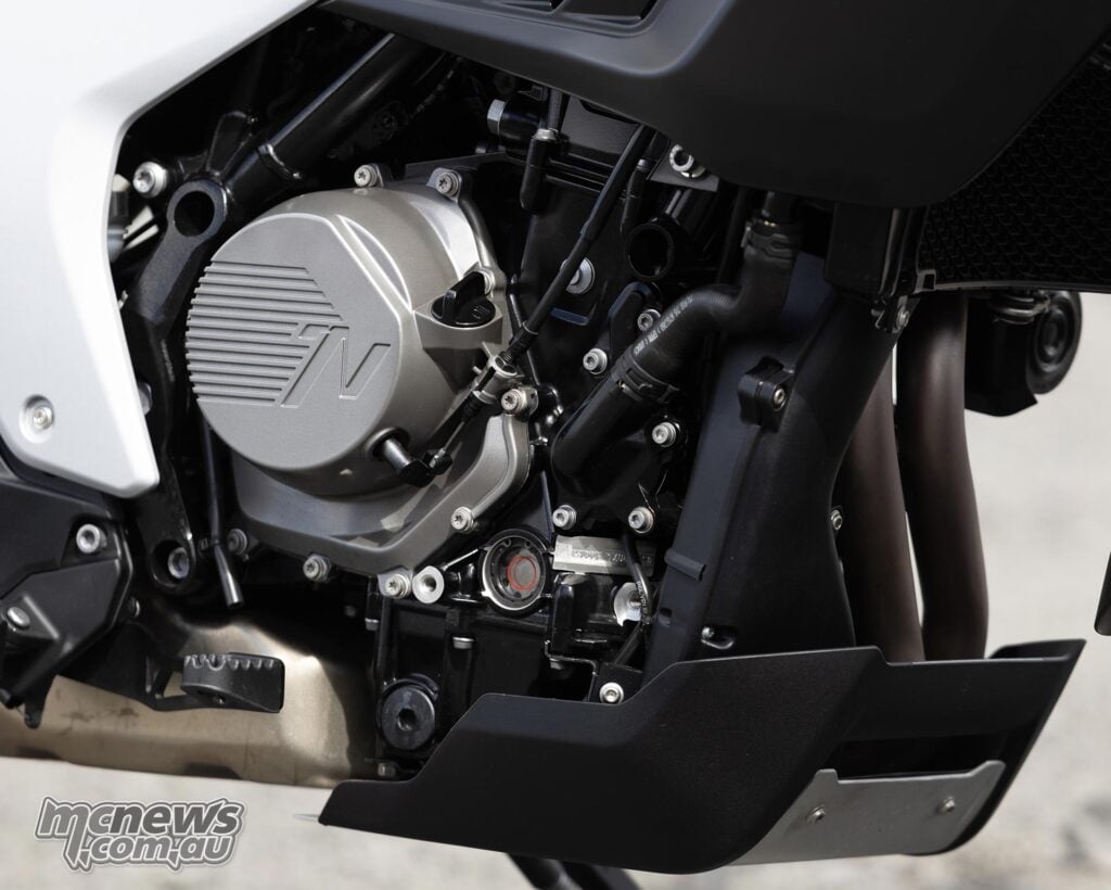 Close-up of the Norton Atlas engine protection and lower bash-plate area.