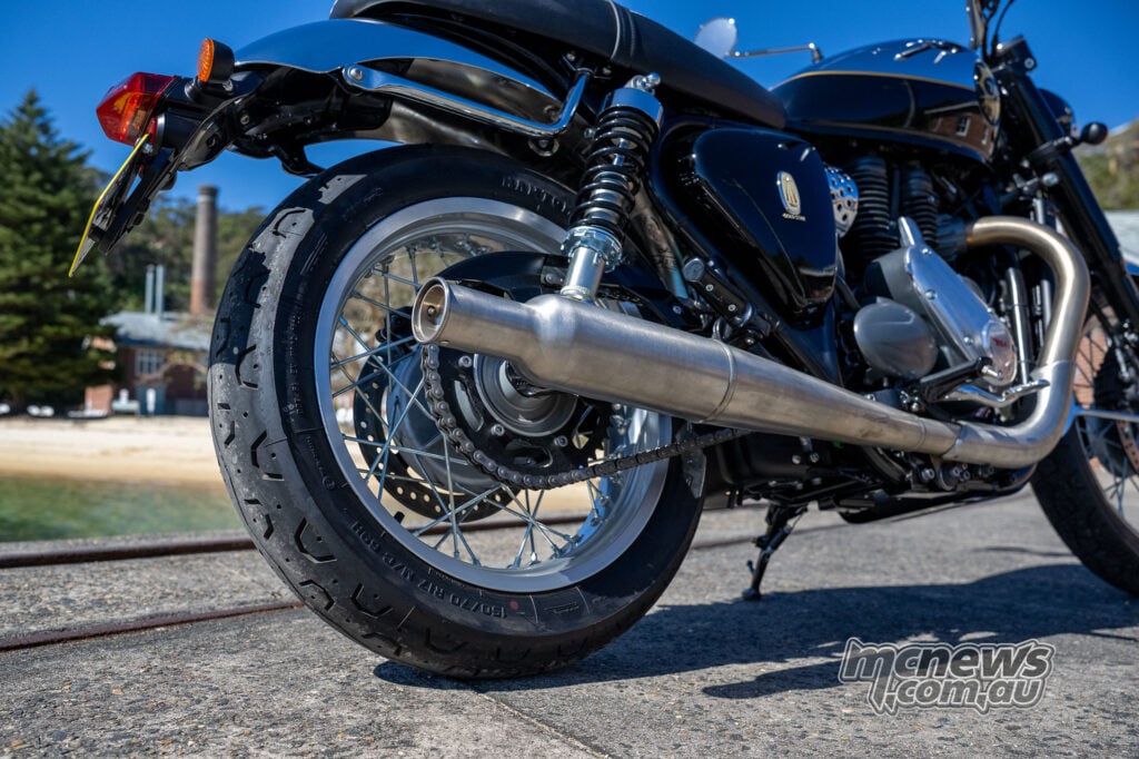 Exhaust and rear section of the BSA Gold Star 650
