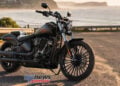 2026 Harley-Davidson Blacked-Out Breakout in Black Denim at a coastal lookout