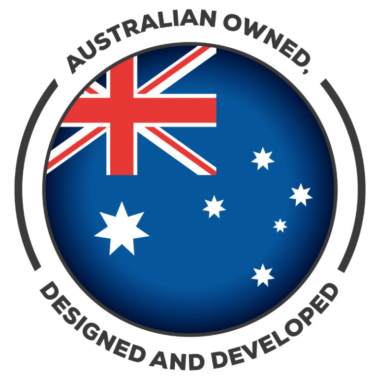 Australian flag emblem reading Australian owned, designed and developed for the M2R X5 helmet.