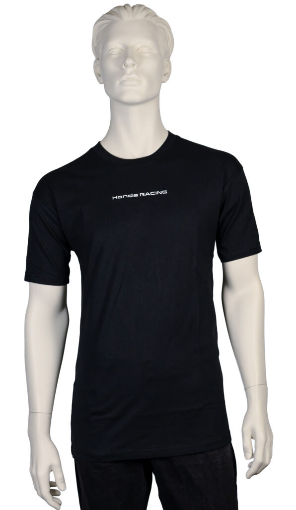 Black Honda Racing T-Shirt displayed on a mannequin