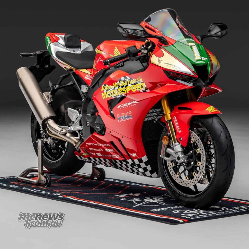 John McGuinness 30th Anniversary Honda CBR1000RR-R Fireblade SP in 2026 Isle of Man TT replica livery