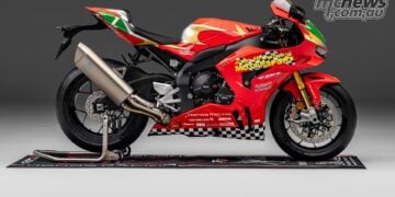 Full side profile of the 2026 John McGuinness 30th Anniversary CBR1000RR-R Fireblade SP