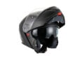 Matt Black RXT 918 modular helmet with its chin bar raised and internal sun visor deployed