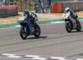 Sam Drane on the blue number 59 Talent Cup machine ahead of Nathan Gouker on the white number 19 at COTA.