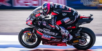 Senna Agius riding his Intact GP Kalex past the kerbing during Moto2 qualifying at Misano.