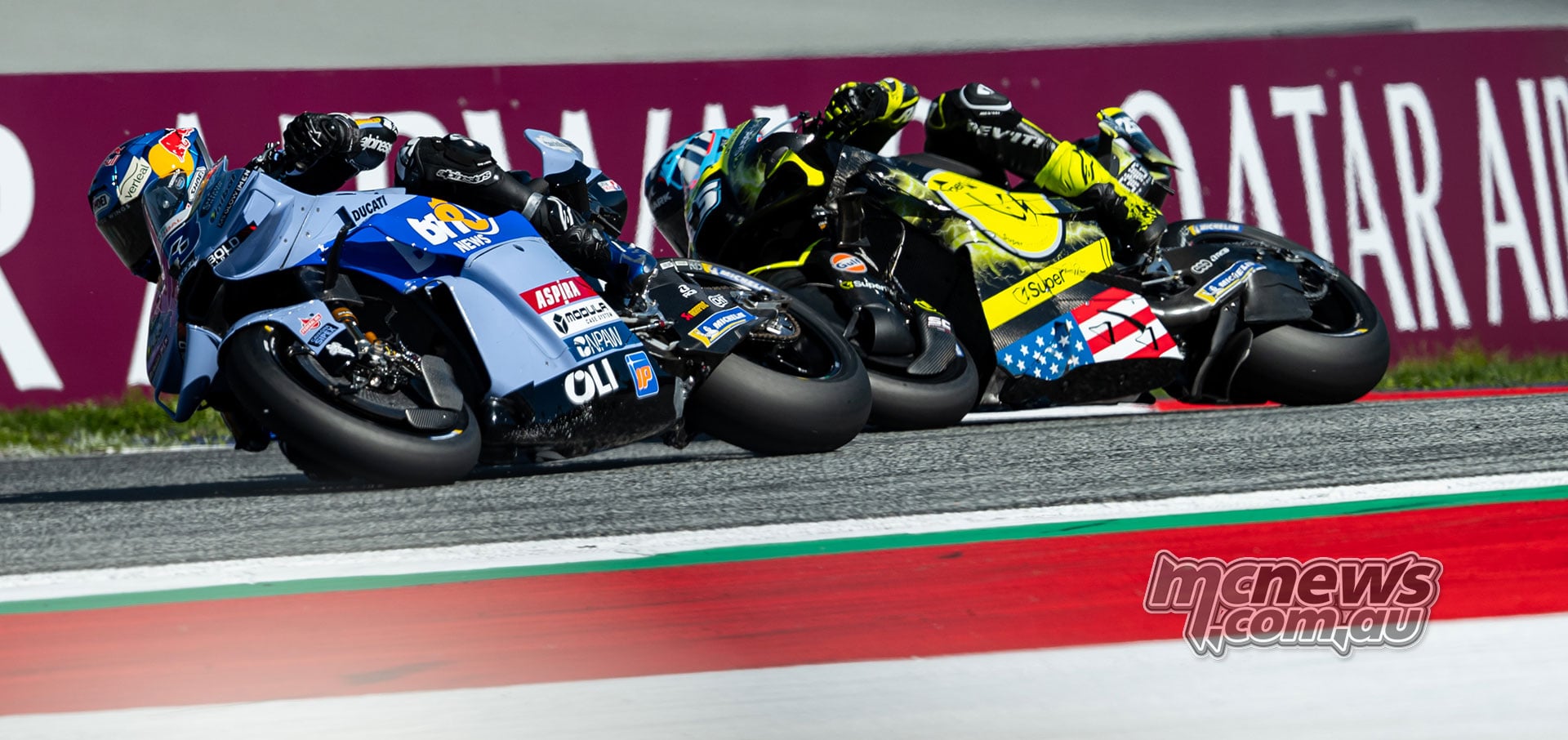 Alex Marquez leads Raul Fernandez and Fabio Quartararo through a corner.