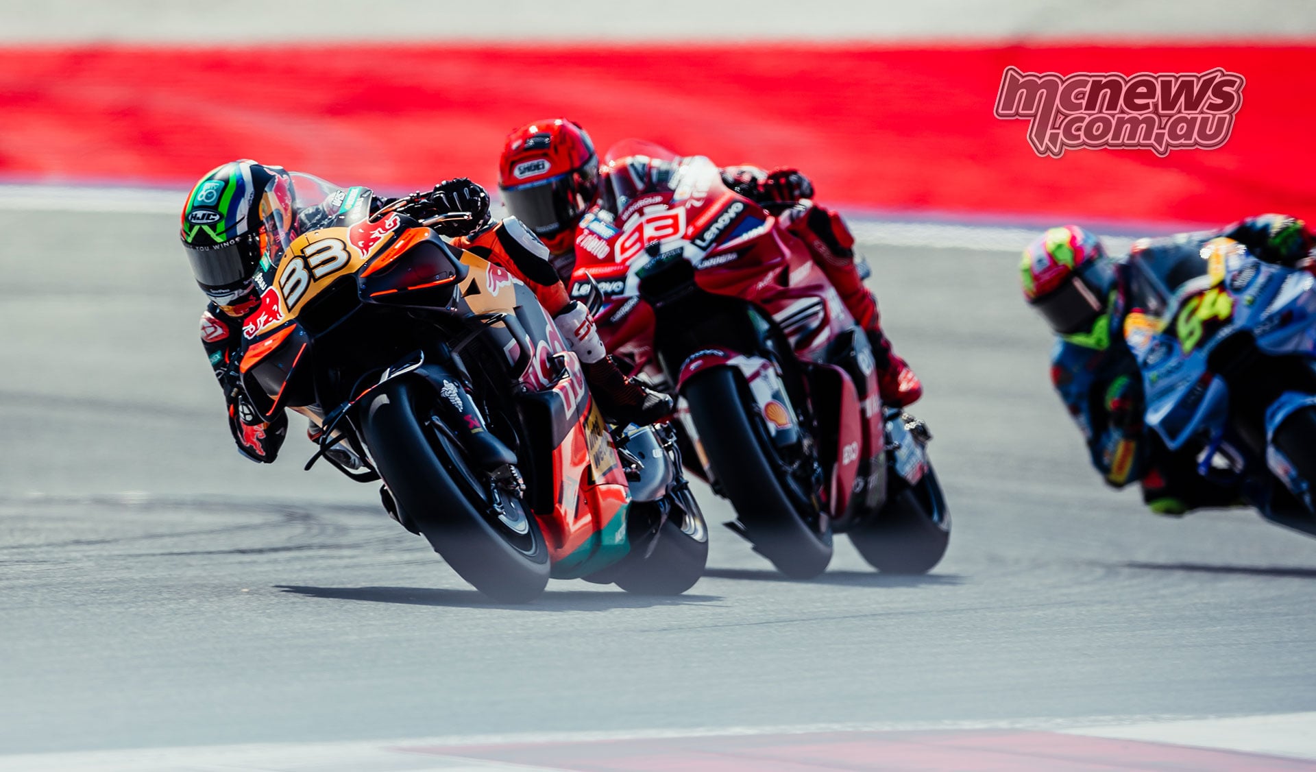 Brad Binder leads Marc Marquez and Fermin Aldeguer during the Austrian Grand Prix.