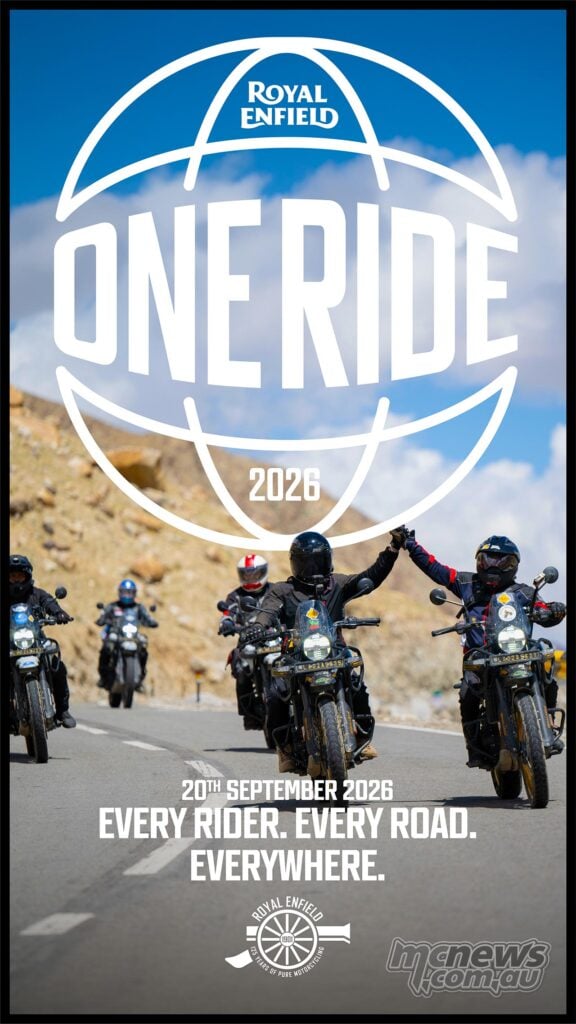 Royal Enfield One Ride 2026 poster showing motorcyclists, the September 20 date and “Every Rider. Every Road. Everywhere.”