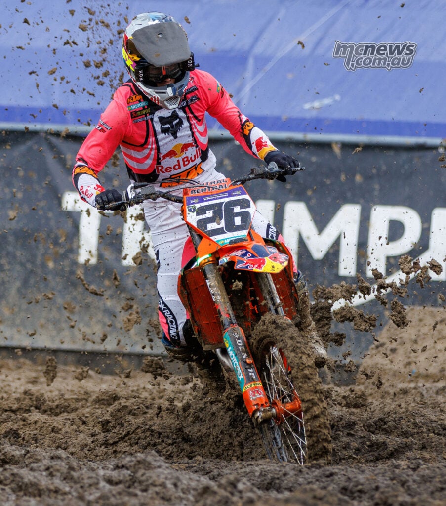 Jorge Prado led early after claiming the holeshot, before Haiden Deegan and Ken Roczen moved ahead. The KTM rider finished third.