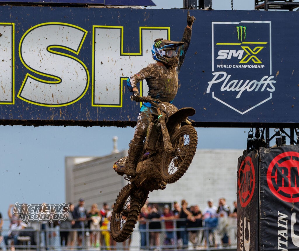Haiden Deegan celebrated a 17.182-second victory in race two, completing a dominant 1-1 sweep for his first premier-class overall win.