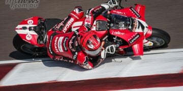 Iker Lecuona riding the Aruba.it Racing Ducati Panigale V4 R during Friday WorldSBK practice at Cremona.