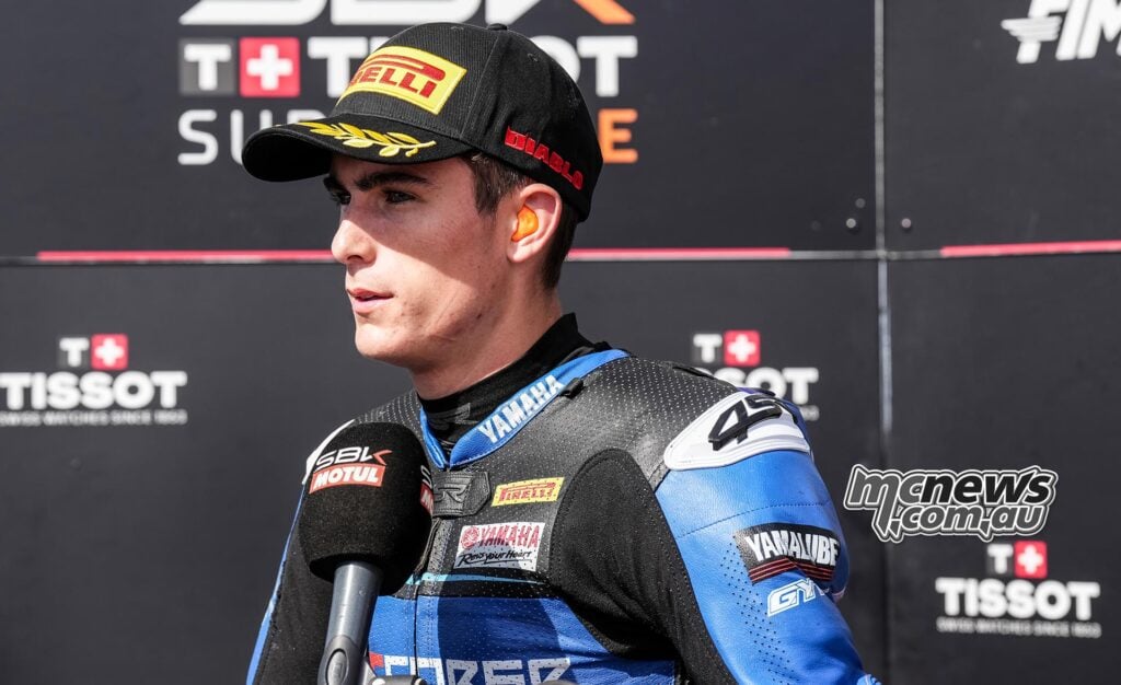 Carter Thompson speaking after taking WorldSPB pole position at Cremona.