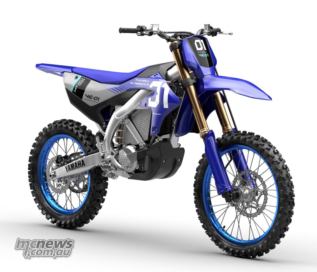 2026 Yamaha YE-01 electric motocross Racing Concept front three-quarter view