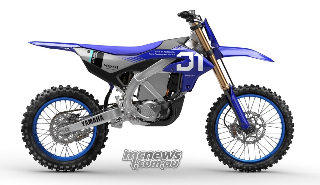2026 Yamaha YE-01 electric motocross prototype right-side profile