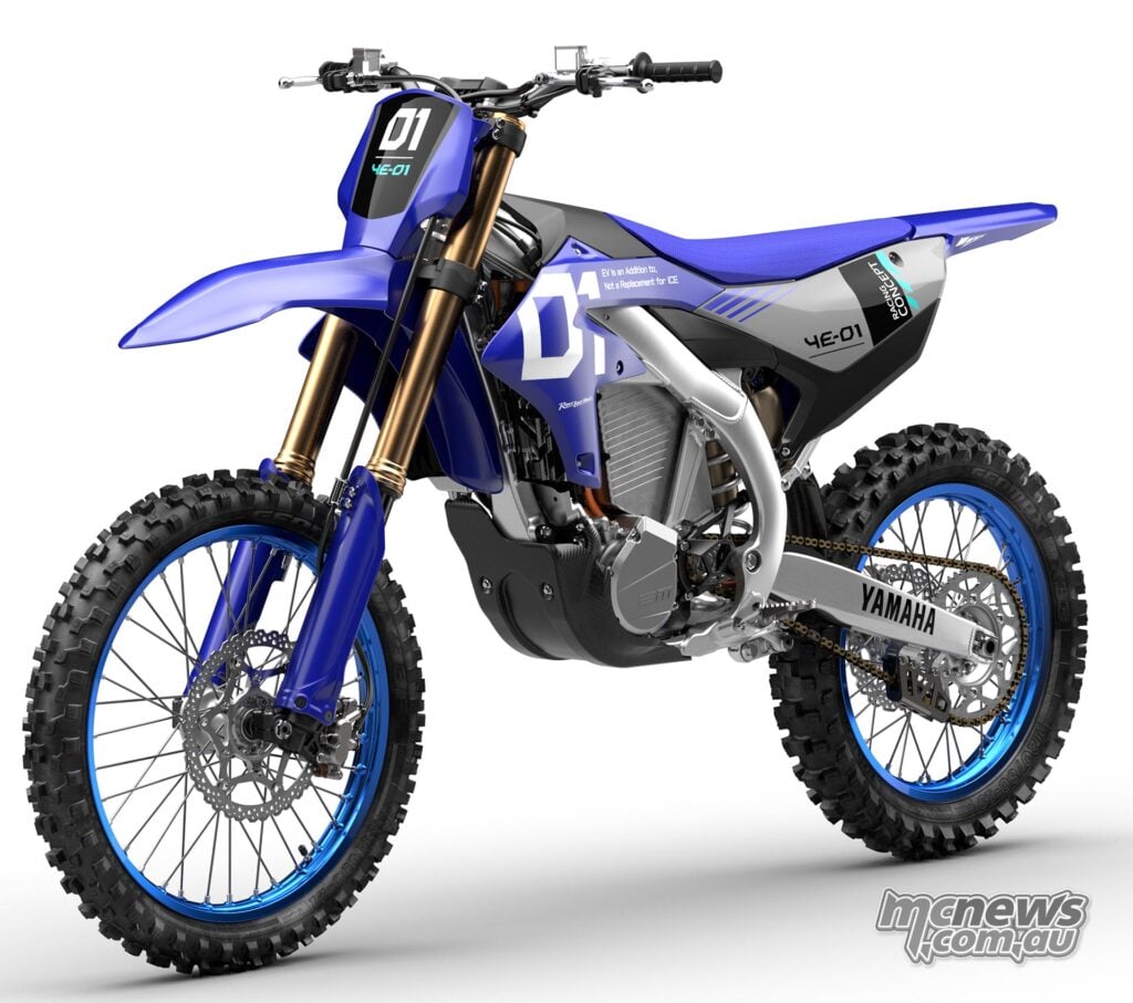 2026 Yamaha YE-01 electric motocross Racing Concept left front three-quarter view