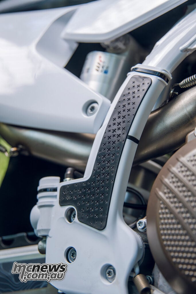 2027 Husqvarna FE 350 Pro white Factory Frame Protector with textured grip surface