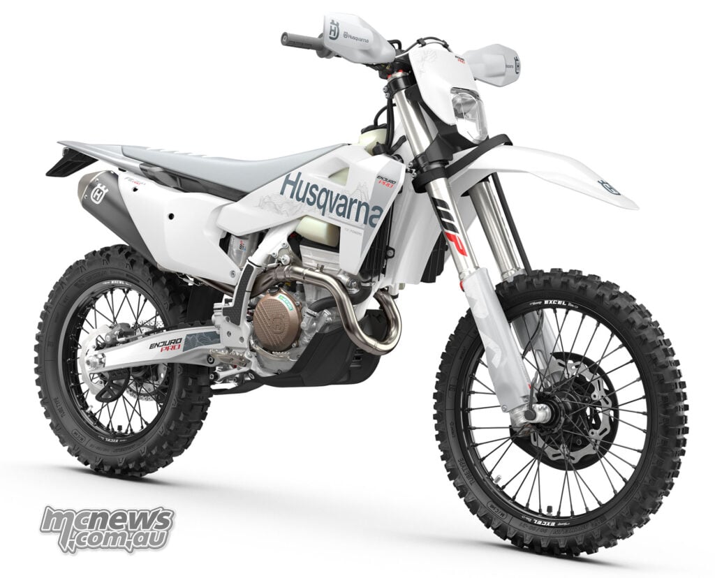 2027 Husqvarna FE 350 Pro four-stroke enduro motorcycle front three-quarter view