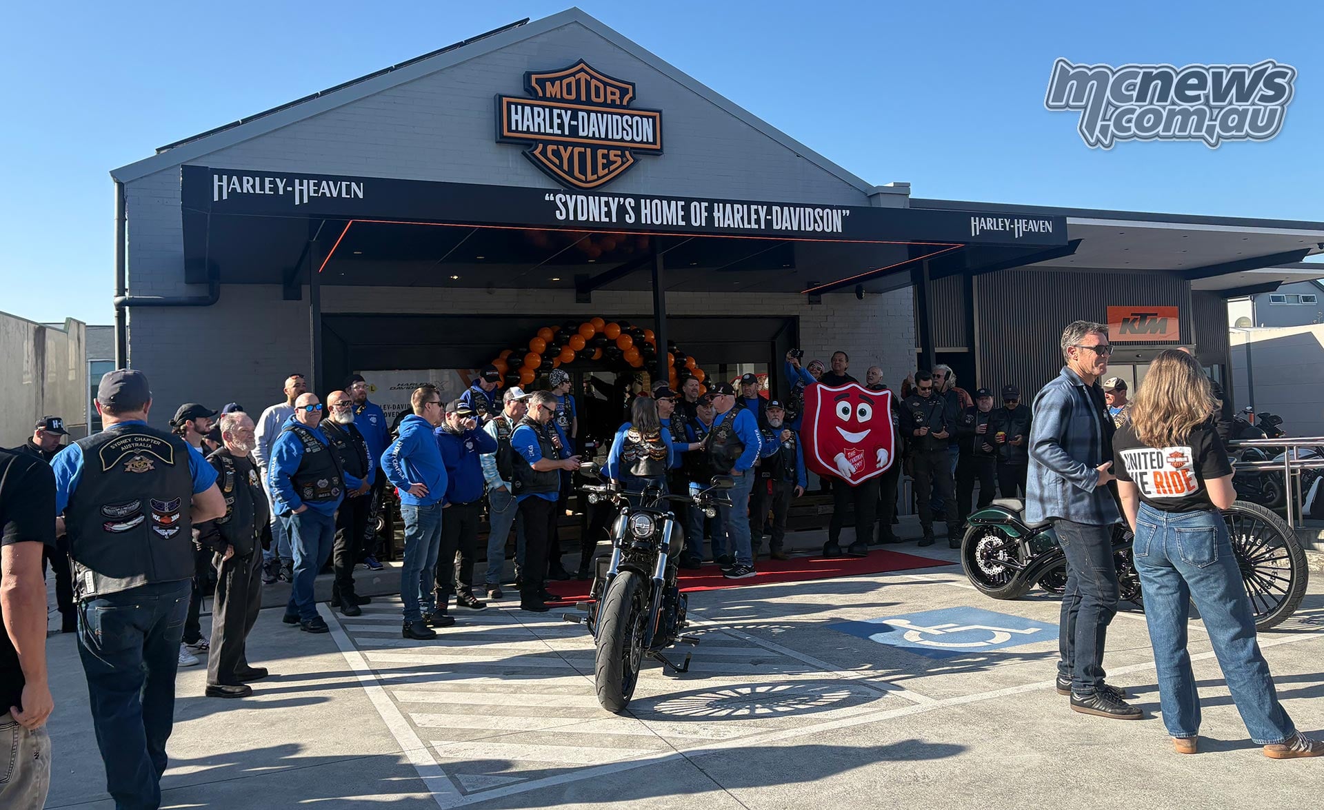 Riders gathered outside Harley-Heaven Sydney for the 2026 Harley-Davidson United We Ride charity event