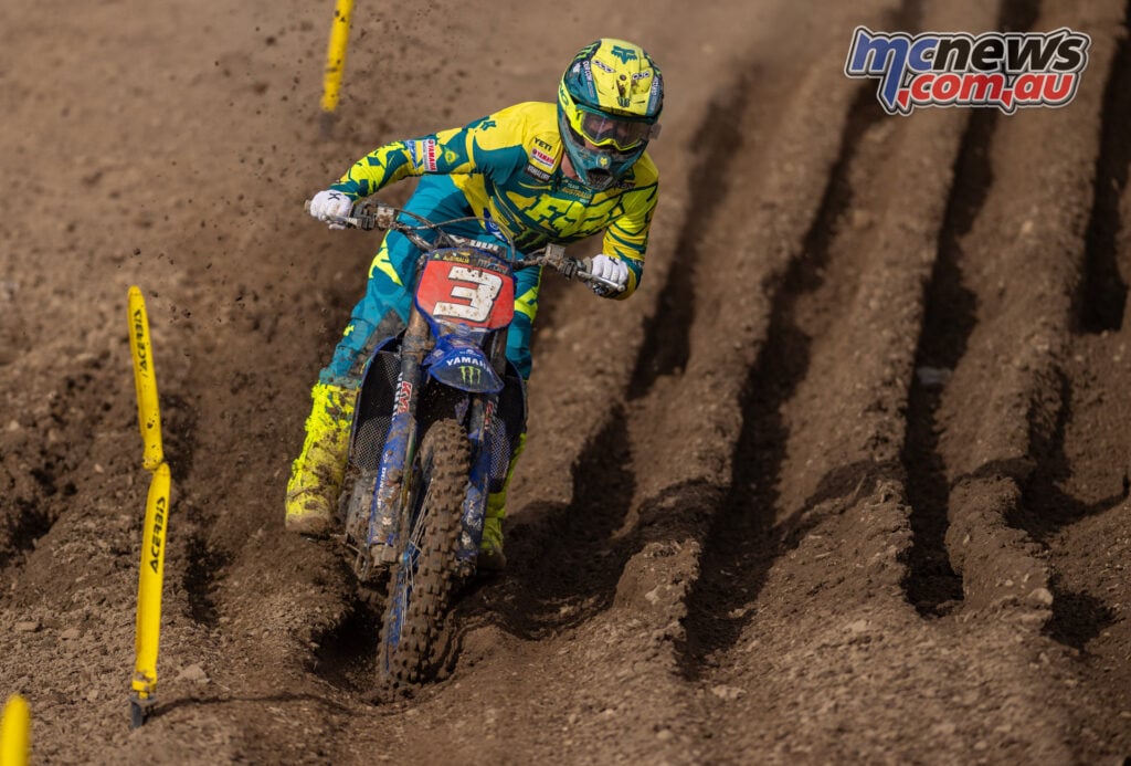 Australian rider Aaron Tanti aboard his Yamaha at the 2026 MXoN in France
